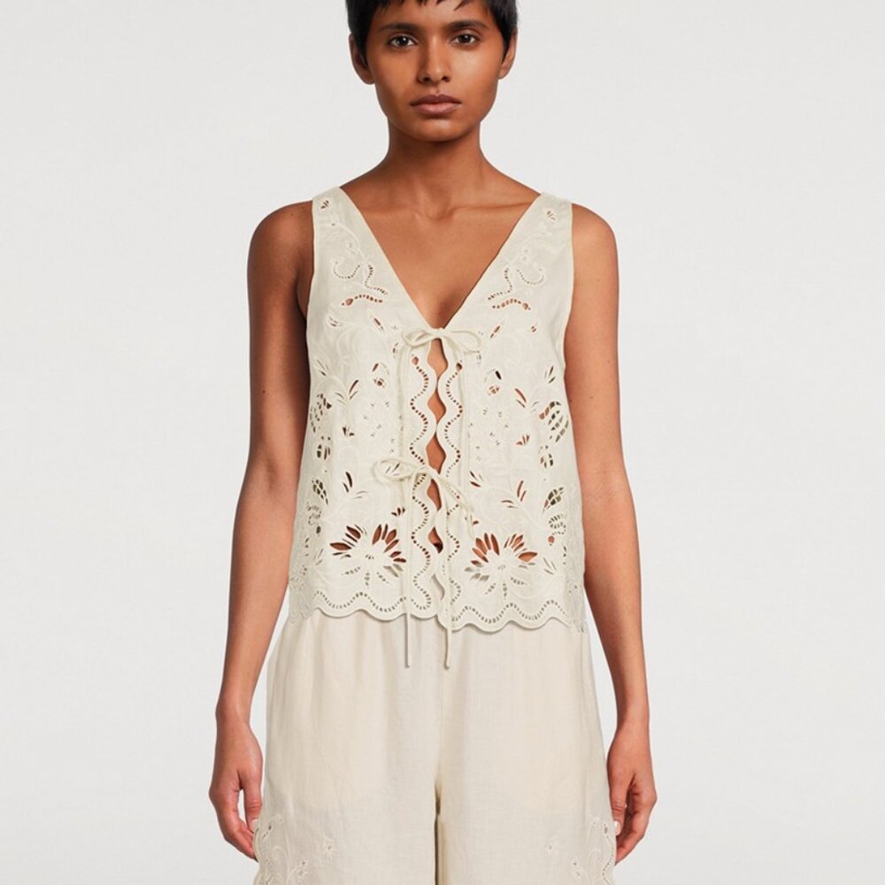 SOLEIL SOLEIL Kaia Embroidered Linen Top